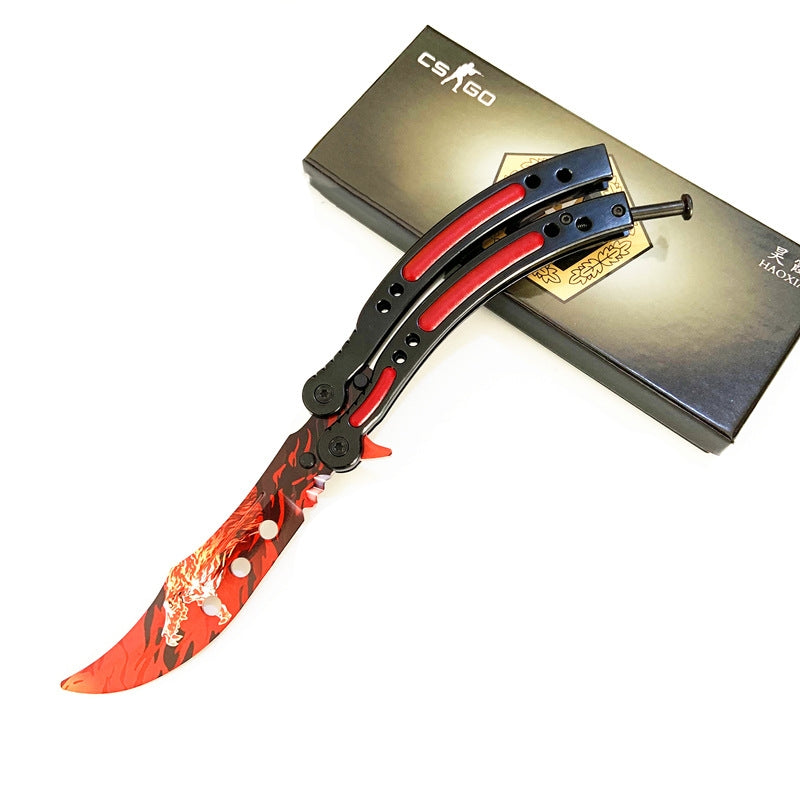 CSGO Butterfly Folding Practice Knife - Full Steel Design